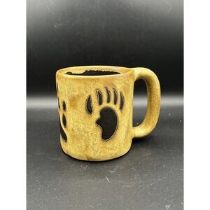 Mara Mexico Stoneware Bear Claw Paw Print Hand Painted Mug Tan Brown Rustic